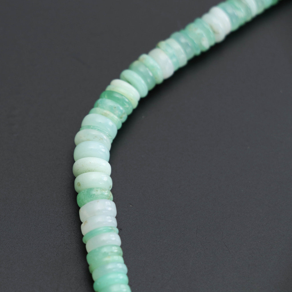 Natural Mint Chrysoprase Smooth Button, Chrysoprase Button Smooth, Chrysoprase Rondelle, Mint Chrysoprase,5 mm to 7 mm, 8 Inch Strand - National Facets, Gemstone Manufacturer, Natural Gemstones, Gemstone Beads