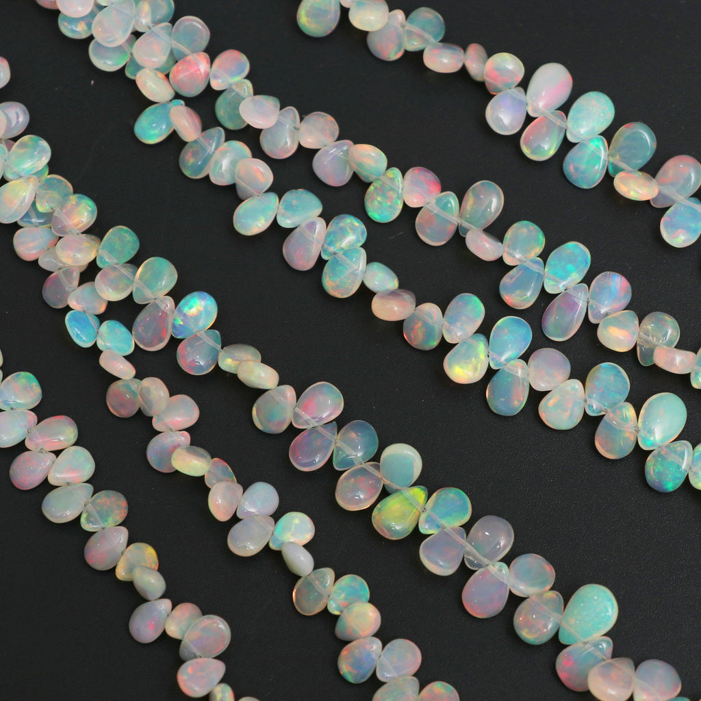 Natural Ethiopian Opal Smooth Pear Beads | 4x5.5 mm to 7x10 mm | Opal Pear Gemstone | 8 Inches/ 16 Inches Full Strand | Price Per Strand - National Facets, Gemstone Manufacturer, Natural Gemstones, Gemstone Beads