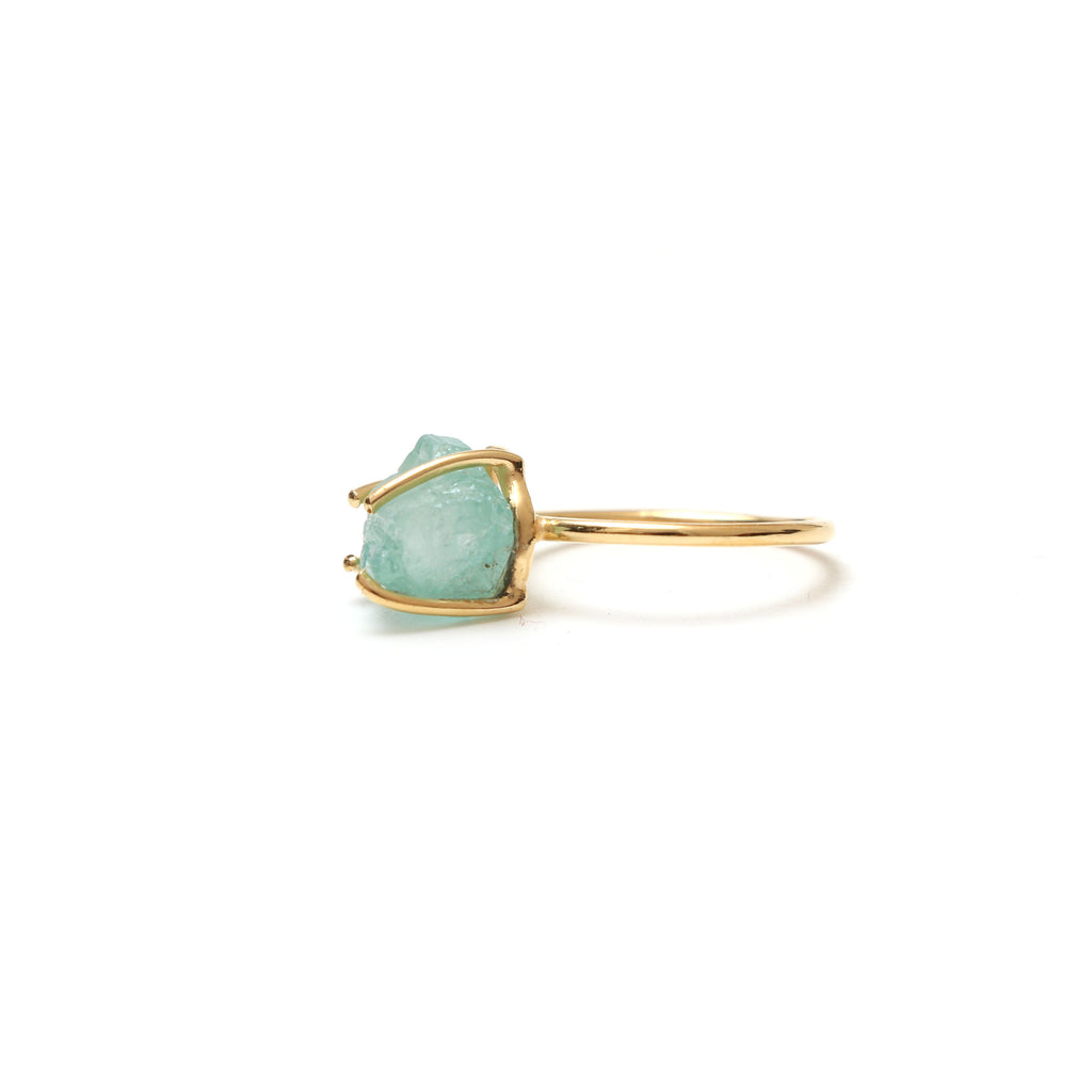 Aquamarine Rough Gemstone Prong Ring, 925 Sterling Silver Gold Plated ,Gift For Her, Set Of 5 Pieces - National Facets, Gemstone Manufacturer, Natural Gemstones, Gemstone Beads