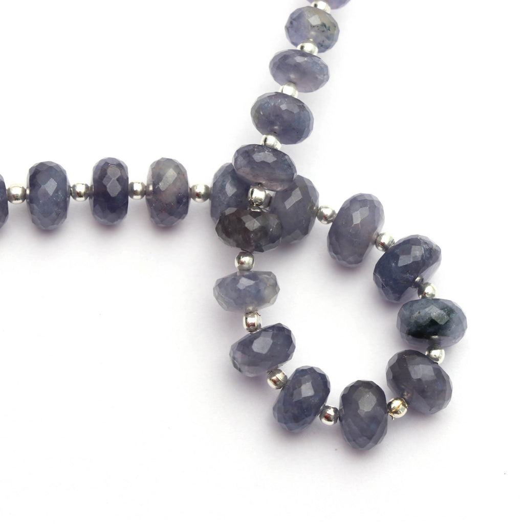 Iolite Sunstone Roundel Faceted Beads With Metal Spacer Ball - 7.5mm to 9mm - Gem Quality, 8 Inch/20 Cm Full Strand ,Price Per Strand - National Facets, Gemstone Manufacturer, Natural Gemstones, Gemstone Beads