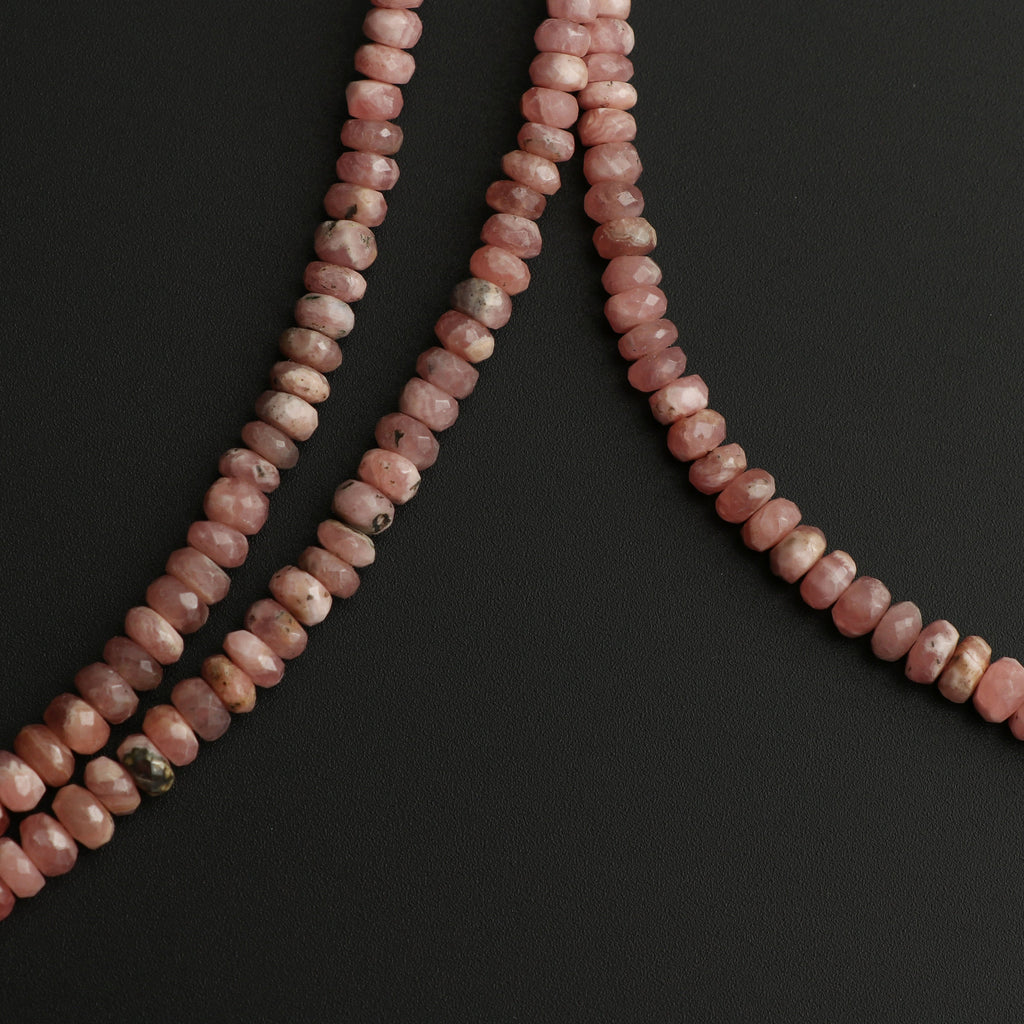 Natural Rhodochrosite Faceted Roundel beads, 3.5 mm to 7 mm, Rhodochrosite Beads, Gem Quality, 8Inch \ 16 Inch Full Strand, Price Per Strand - National Facets, Gemstone Manufacturer, Natural Gemstones, Gemstone Beads