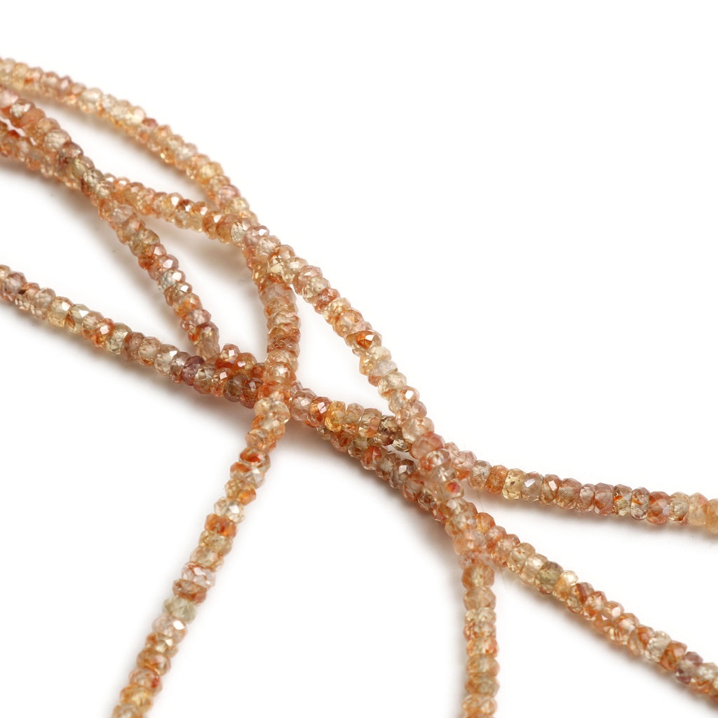 Natural Golden Zircon Faceted Roundelle Beads | Zircon beads | 3 mm to 5 mm | 8 Inch/ 16 Inch/ 18 Inch Full Strand | Price Per Strand - National Facets, Gemstone Manufacturer, Natural Gemstones, Gemstone Beads