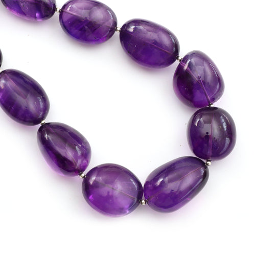 Natural Amethyst Smooth Tumble Beads - 12x13 mm to 21x30 mm - Amethyst Jewelry Making Beads, 4 Inch/ 8 Inch/ 16 Inch Full Strand, Price Per Strand