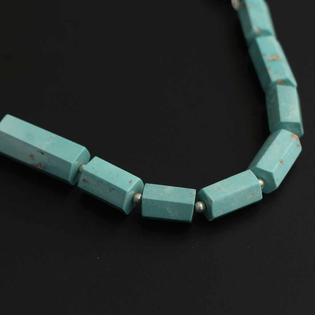 Turquoise Faceted Cylinder Beads - 7x11 mm to 9x21 mm - Turquoise Cylinder - Gem Quality , 8 Inch/ 20 Cm Full Strand, Price Per Strand - National Facets, Gemstone Manufacturer, Natural Gemstones, Gemstone Beads