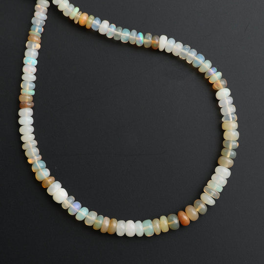 Natural Ethiopian Opal Smooth Beads, 4 mm to 6 mm, Opal Jewelry Making Beads, 16 Inch Full Strand, Price Per Strand