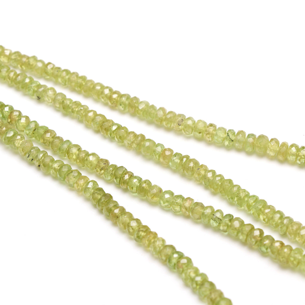 Sphene Faceted Roundel Beads, 3.5 mm to 6.5 mm, Sphene Roundel Beads - Gem Quality , 18 Inch Full Strand, Price Per Strand - National Facets, Gemstone Manufacturer, Natural Gemstones, Gemstone Beads