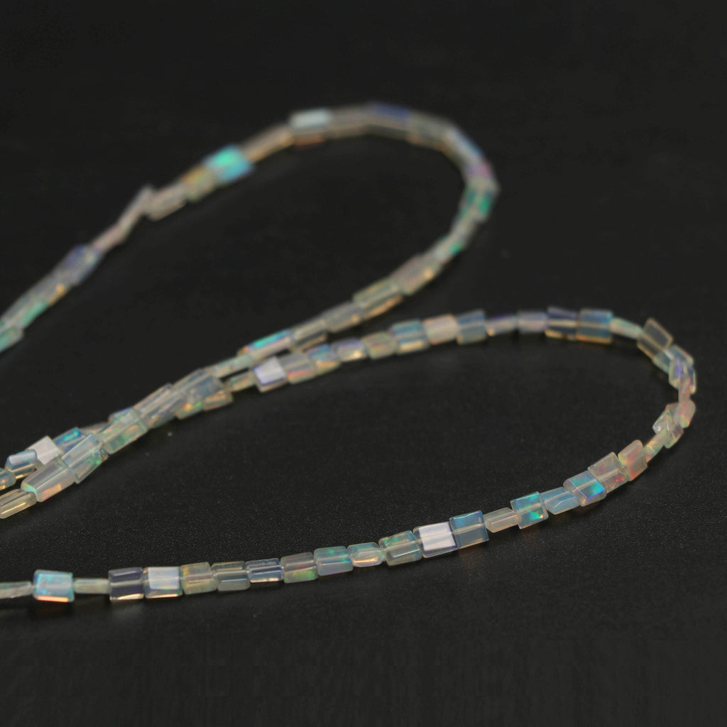 Natural Ethiopian Opal Smooth Rectangle Honey Color Beads | 3.5x5 mm to 3.5x5.5 mm | 8 Inches/ 18 Inches Full Strand | Price Per Strand - National Facets, Gemstone Manufacturer, Natural Gemstones, Gemstone Beads