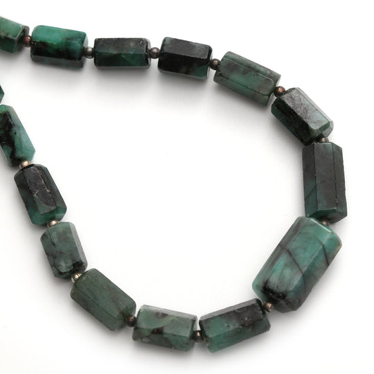 Emerald Faceted Cylinder Beads - 5x10 mm to 8x13 mm - Emerald Jewelry Making Beads - 8 Inch/ 20 Cm Full Strand, Price Per Strand