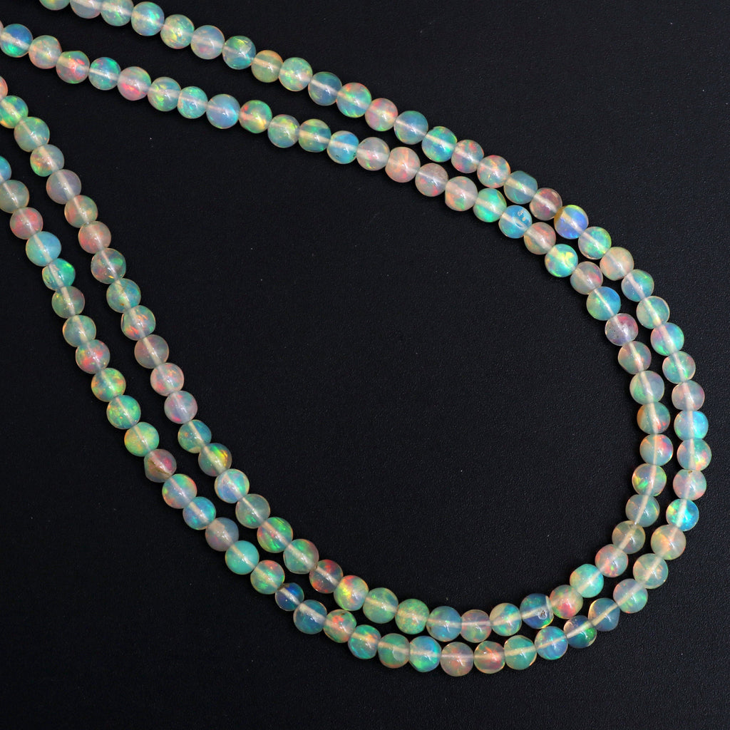Natural Ethiopian Opal Smooth Round Balls Beads - 4 mm - Gem Quality, Ethiopian Opal , 8 Inches / 18 Inches Full Strand, Price Per Strand - National Facets, Gemstone Manufacturer, Natural Gemstones, Gemstone Beads