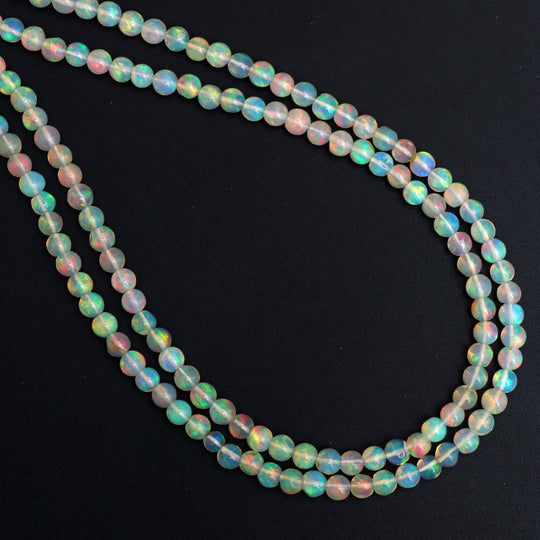 Ethiopian Opal Smooth Round Balls Beads - 4 mm - Opal Jewelry Making Beads, 18 Inches Full Strand, Price Per Strand
