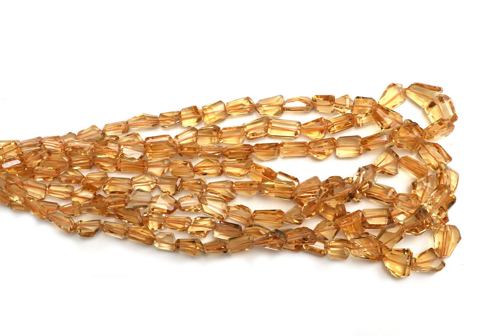 Citrine Faceted Tumble Beads - 6x10 mm to 11x15 mm - Citrine Tumble Gemstone - Gem Quality , 8 Inch/16 Inch/18 Inch, Price Per Strand - National Facets, Gemstone Manufacturer, Natural Gemstones, Gemstone Beads