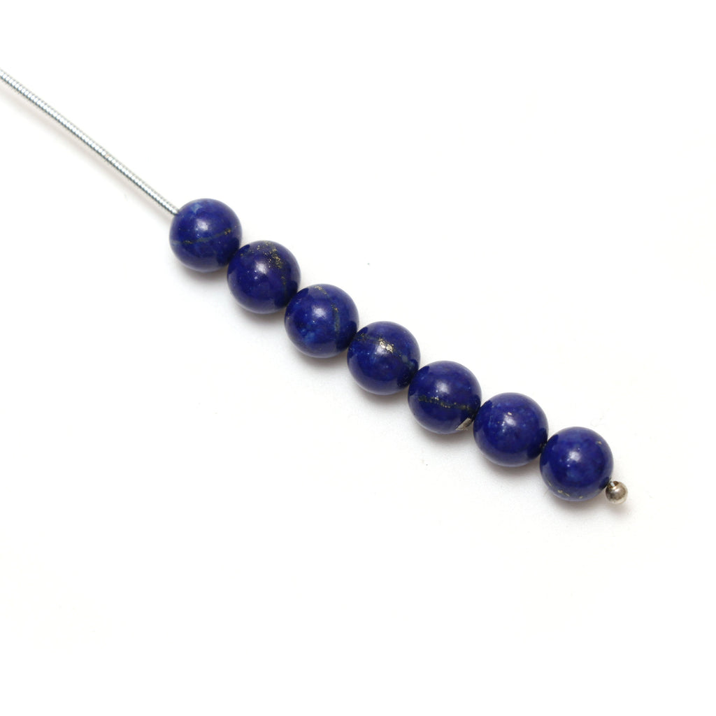 Calibrated Natural Lapis Smooth Round Balls | 8 mm | Lapis Balls | 8 Inch/ 16 Inch Full Strand | Price Per Strand - National Facets, Gemstone Manufacturer, Natural Gemstones, Gemstone Beads