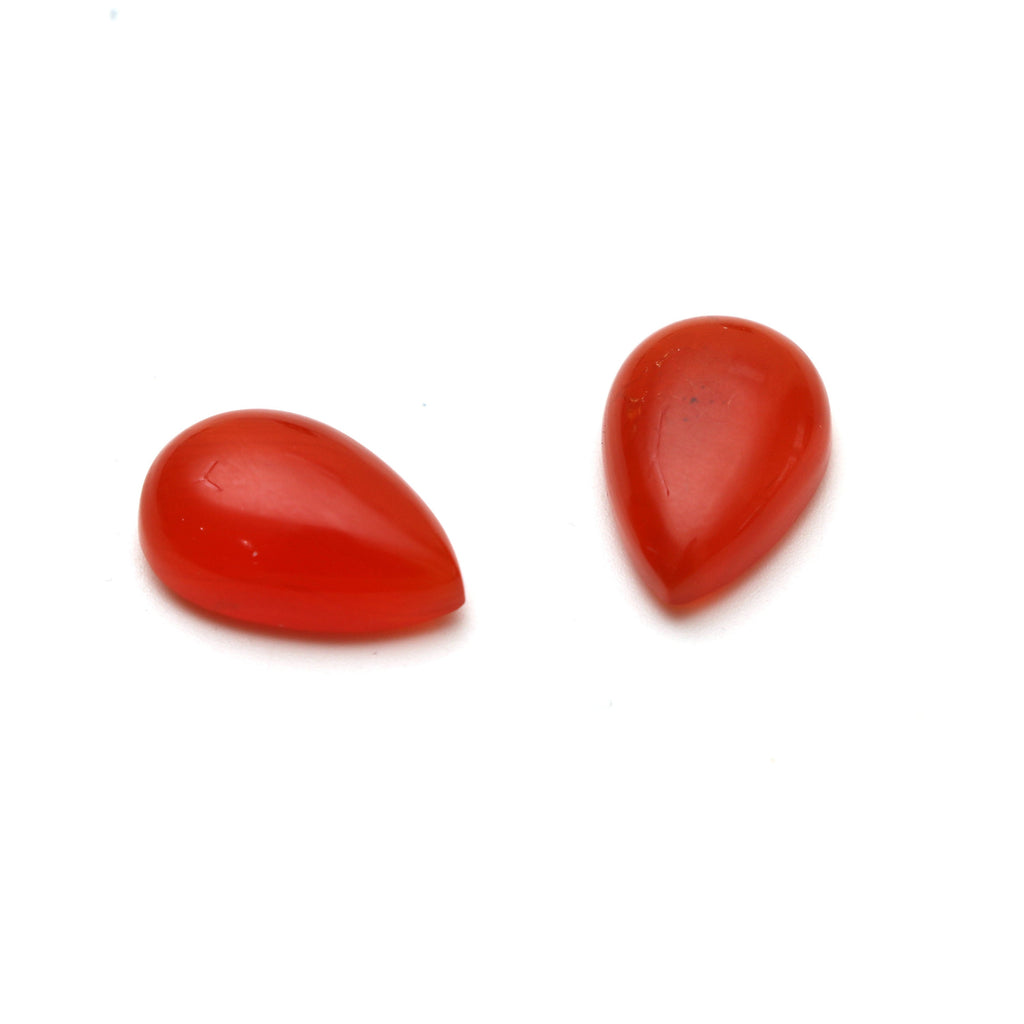 AAA Quality Natural Carnelian Smooth Pear Cabochon Gemstone | 12x18 mm | Gemstone Cabochon | Pair ( 2 Pieces ) - National Facets, Gemstone Manufacturer, Natural Gemstones, Gemstone Beads