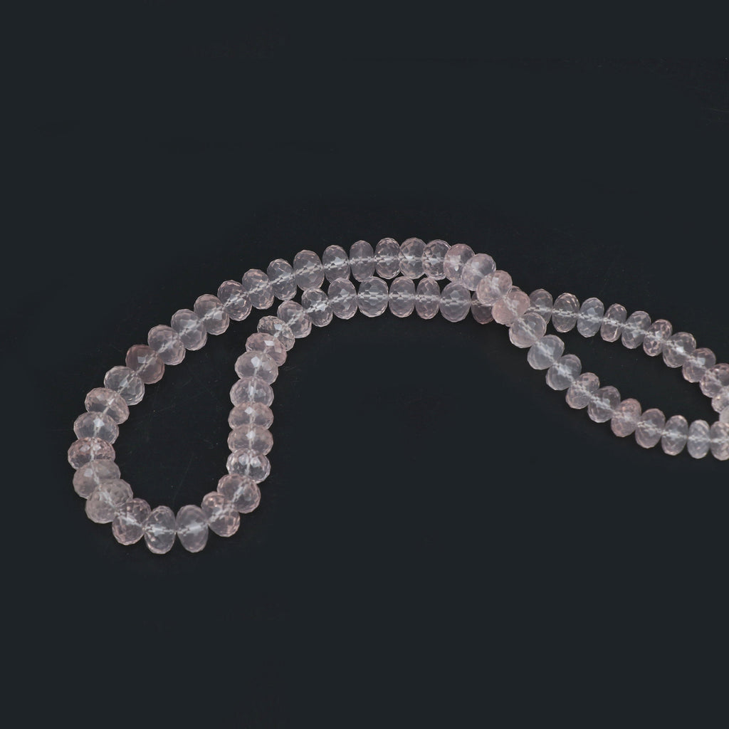 Natural Rose Quartz Faceted Rondelle Beads | 9.5 mm to 12.5 mm | Rose Quartz Beads | 18 Inch Full strand | Price Per Strand - National Facets, Gemstone Manufacturer, Natural Gemstones, Gemstone Beads