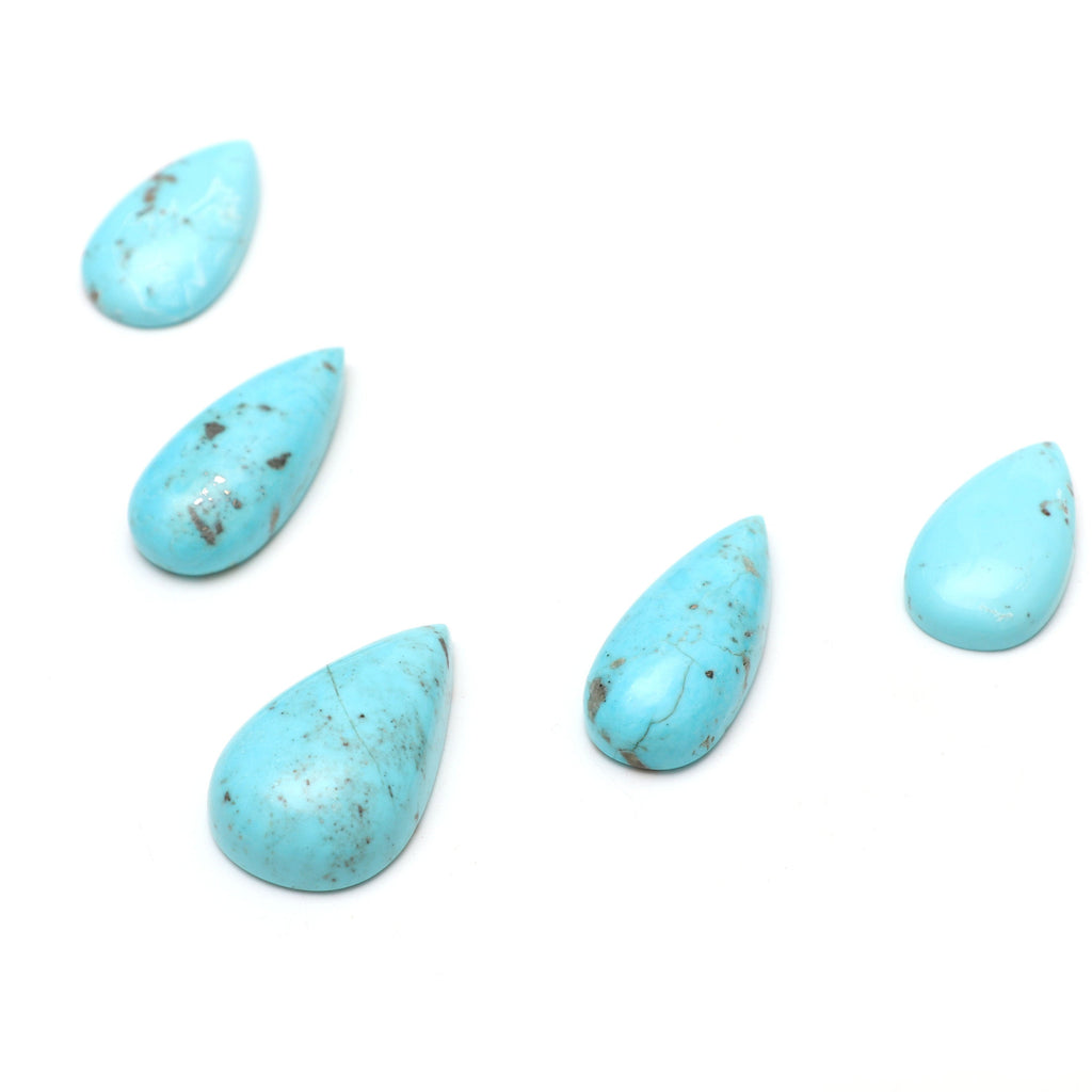 AAA Quality Natural Turquoise Smooth Pear Cabochon Gemstone | 15x27 mm to 20x34 mm | Gemstone Cabochon | Set of 5 Pieces - National Facets, Gemstone Manufacturer, Natural Gemstones, Gemstone Beads