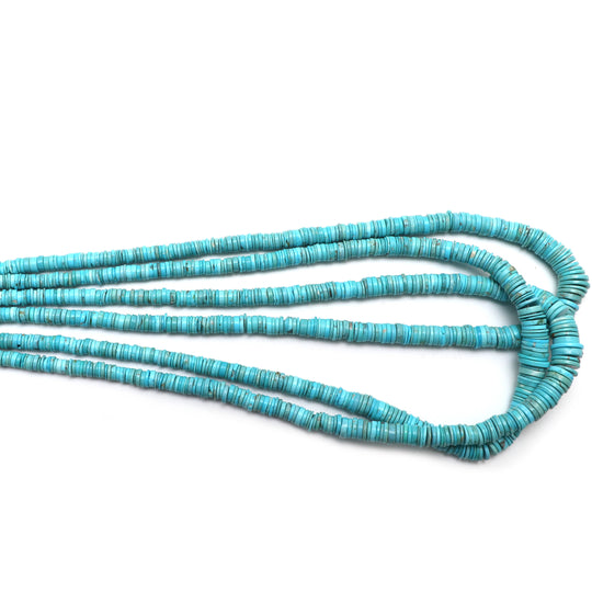 ターコイズ スムース タイヤ ビーズ - 5 mm ～ 10 mm - ターコイズ ジュエリー メイキング ビーズ、8 インチ / 18 インチ フル ストランド、スタンドあたりの価格