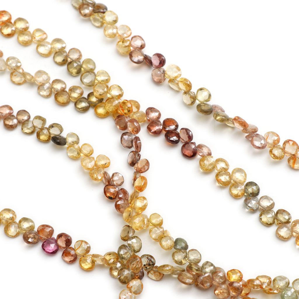 Natural Golden Zircon Faceted Heart Beads | Zircon Shaded Heart Beads | 5 mm to 5.5 mm | 8 Inch/ 16 Inch Full Strand | Price Per Strand - National Facets, Gemstone Manufacturer, Natural Gemstones, Gemstone Beads