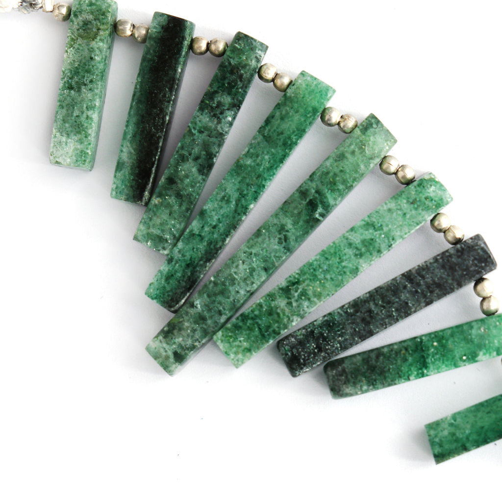 Natural Green Aventurine Smooth Long Slice | Green Aventurine, 5x14 mm to 5x25 mm | Green Aventurine Smooth | 4 inches strand - National Facets, Gemstone Manufacturer, Natural Gemstones, Gemstone Beads