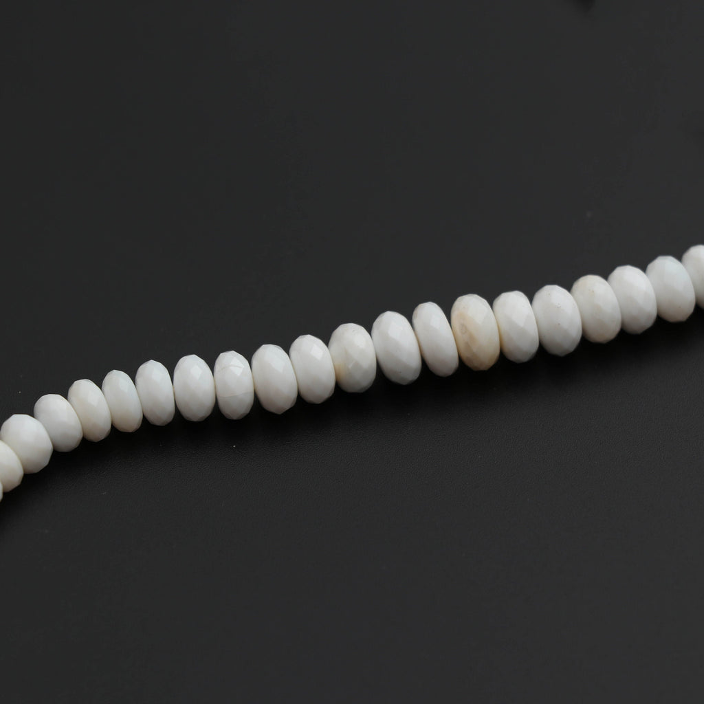 White Opal Faceted Roundel Beads, Opal Beads - 5 mm to 8.5 mm -White Opal Faceted - Gem Quality, 8 Inch/ 20 Cm Full Strand, Price Per Strand - National Facets, Gemstone Manufacturer, Natural Gemstones, Gemstone Beads