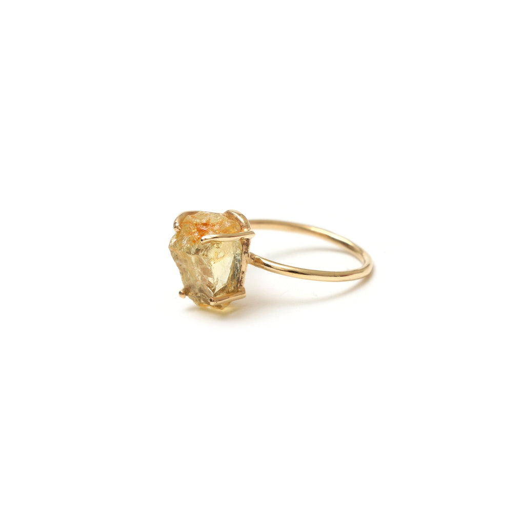 Citrine Rough Gemstone Prong Ring, 925 Sterling Silver Gold Plated ,Gift For Her, Set Of 5 Pieces - National Facets, Gemstone Manufacturer, Natural Gemstones, Gemstone Beads
