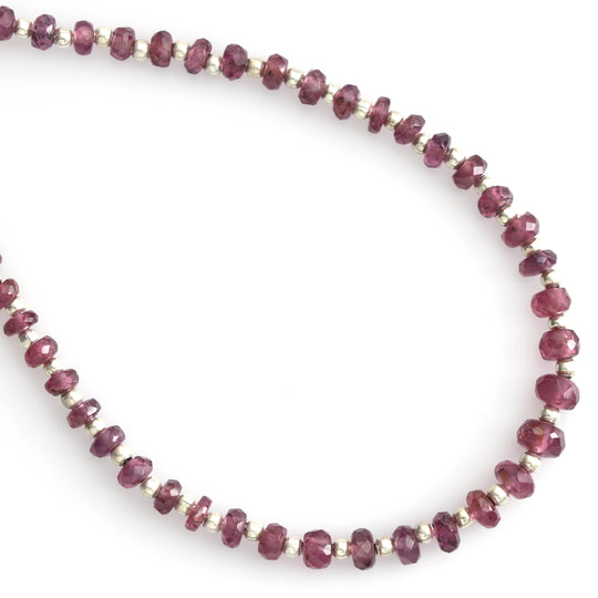 パープルガーネットファセットビーズ - 4 mm ～ 5 mm - ガーネットジュエリーメイキングビーズ、8 インチ、1 ストランドあたりの価格