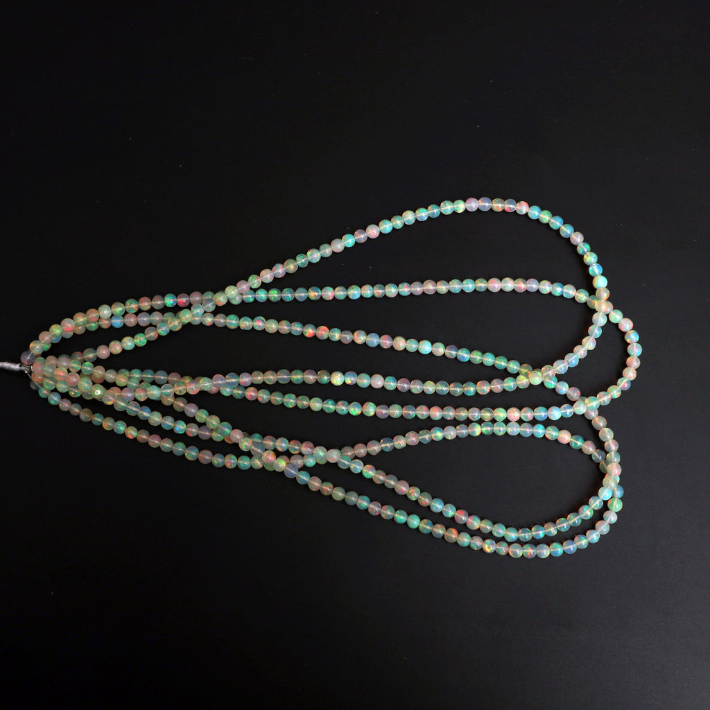 Natural Ethiopian Opal Smooth Round Balls Beads - 5 mm- Gem Quality , 8 Inches / 18 Inches Full Strand, Price Per Strand - National Facets, Gemstone Manufacturer, Natural Gemstones, Gemstone Beads