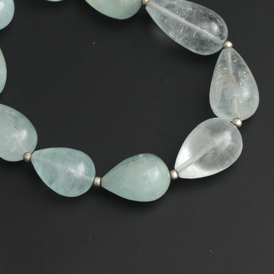 9x13 mm to 13x22 mm Natural Aquamarine Smooth Drop Beads