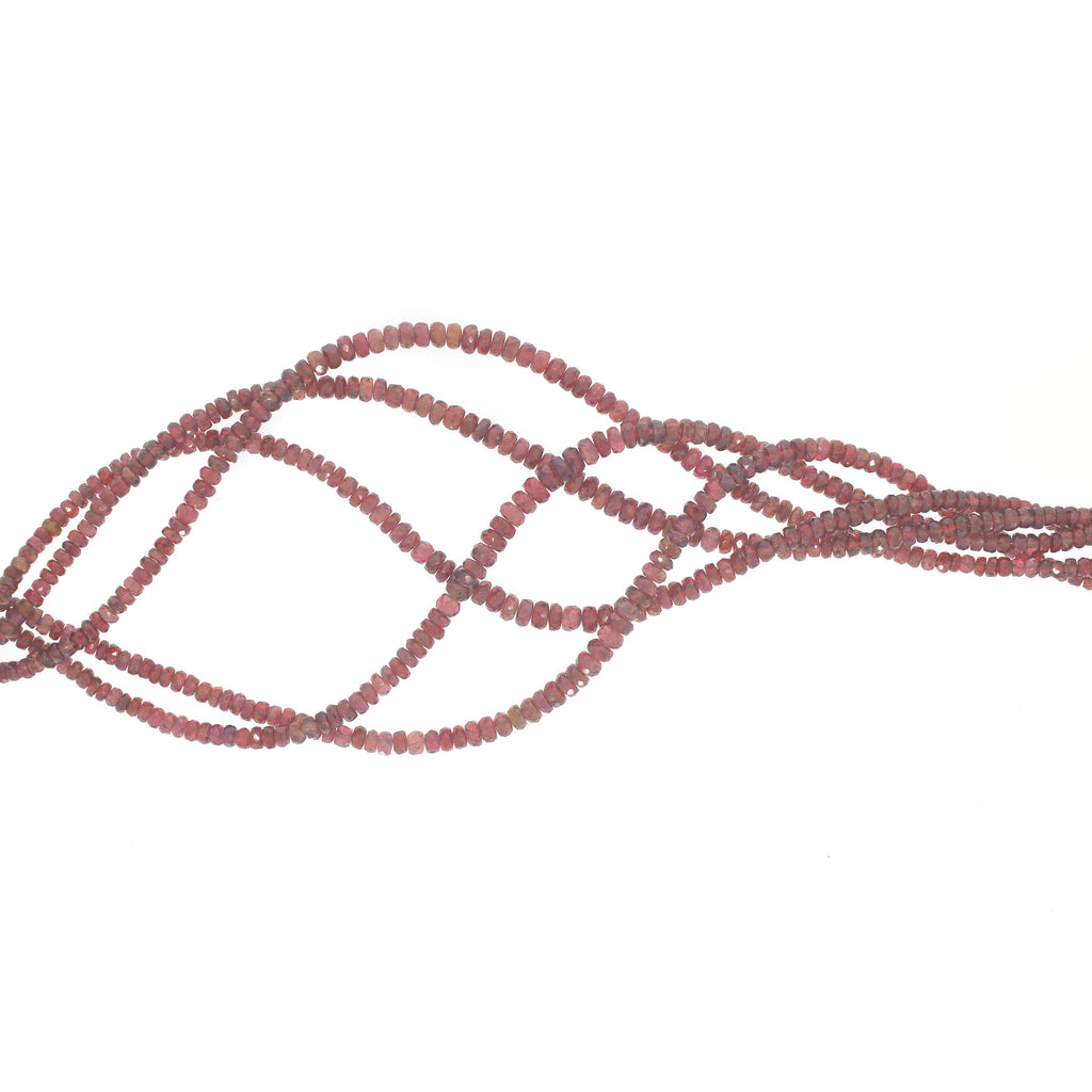 Natural Garnet Faceted Roundel Beads, 3 MM to 4.5 MM, Garnet , 8Inch Price Per Strand - National Facets, Gemstone Manufacturer, Natural Gemstones, Gemstone Beads