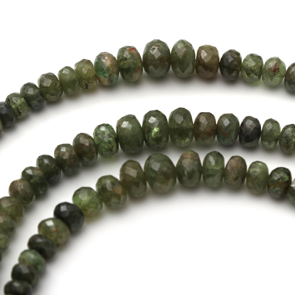Demantoid Garnet Faceted Roundel Beads - 4 mm to 8 mm - Demantoid Garnet Beads - Gem Quality , 8 Inch/ 20 Cm Full Strand, Price Per Strand - National Facets, Gemstone Manufacturer, Natural Gemstones, Gemstone Beads