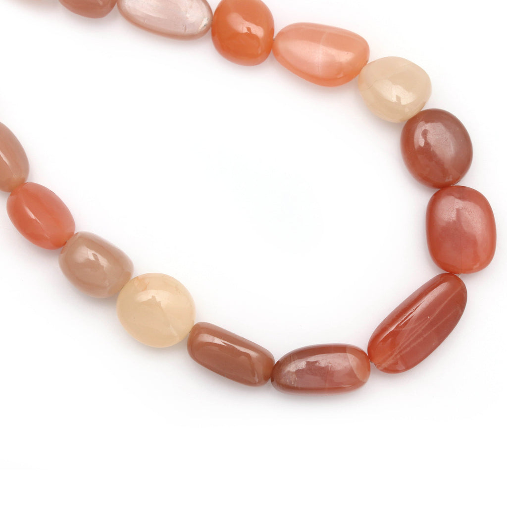 Multi Color Peach Moonstone Smooth Tumble Beads , Natural Smooth Moonstone, 9x8 mm to 17x8 mm, 8 Inch, per strand price - National Facets, Gemstone Manufacturer, Natural Gemstones, Gemstone Beads