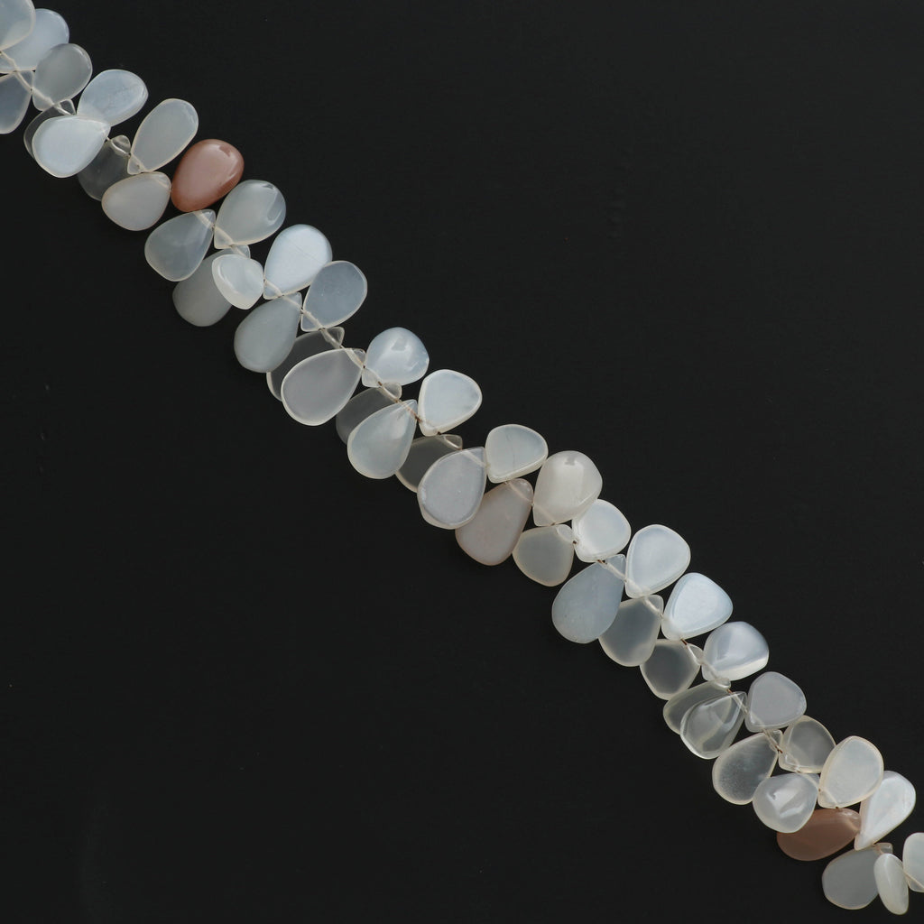 Multi Color Moonstone Smooth Flat Pears Beads,9x6 mm to 13x8 mm, Peach Gray White Moonstone Semi Precious Stone ,8 Inches,Price Per Strand - National Facets, Gemstone Manufacturer, Natural Gemstones, Gemstone Beads