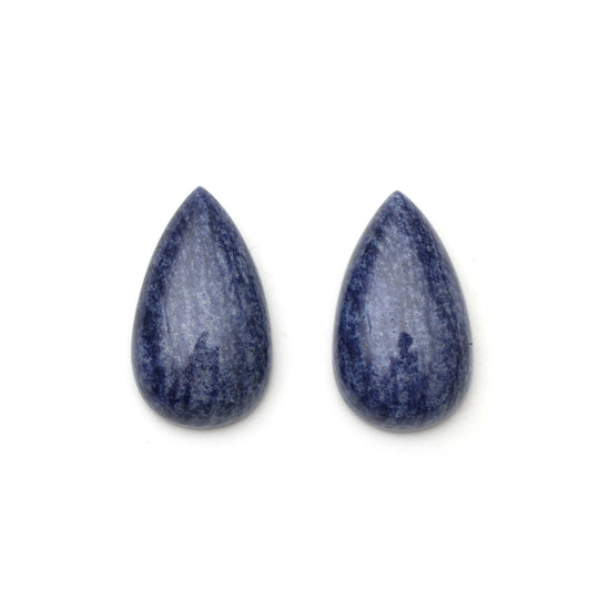 Natural Denim Quartz Smooth Pear Cabochon Gemstone | 16x28 mm | Quartz Jewelry Making Gemstone | Pair ( 2 Pieces )