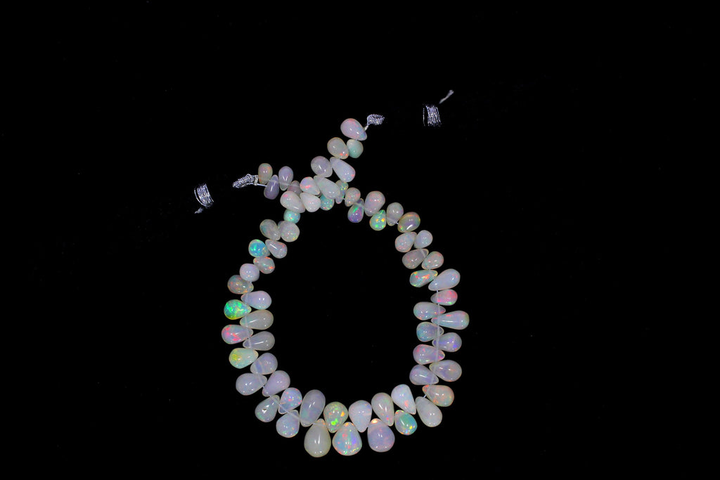 Ethiopian Opal Smooth Drops, Ethiopain Opal Drop Shape, Ethiopian Opal Tear Drops 4 to 10 mm | 18 Inch Strand - National Facets, Gemstone Manufacturer, Natural Gemstones, Gemstone Beads