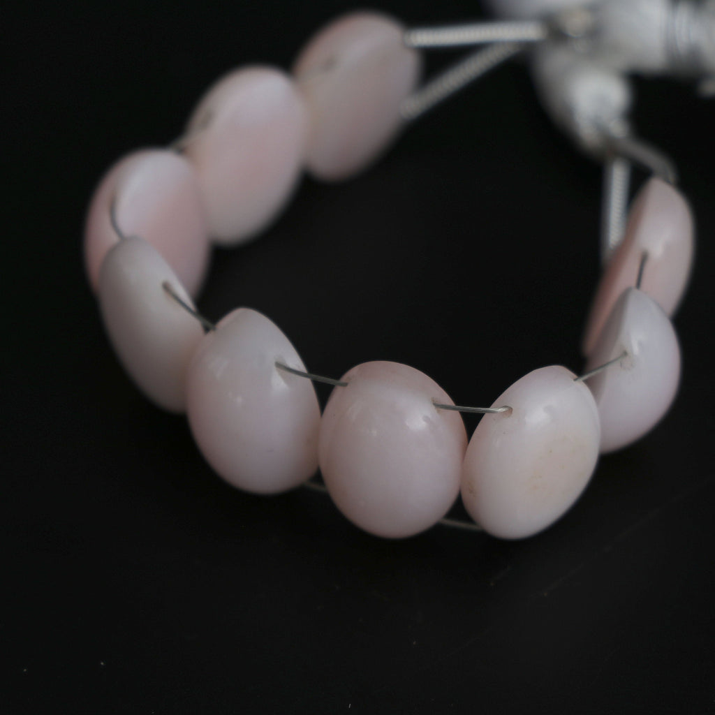 Pink Opal Smooth Oval Cabs Beads -14x10 mm- Pink Opal Oval Double Drill Gemstone- Gem Quality , 11 Cm Full Strand, Price Per Strand - National Facets, Gemstone Manufacturer, Natural Gemstones, Gemstone Beads