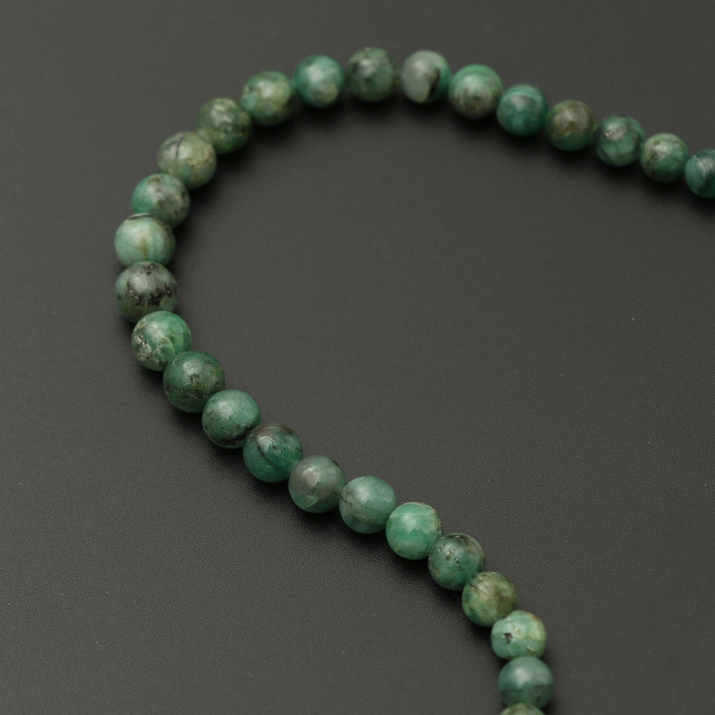 Natural Emerald Round Smooth Beads, 6 mm to 7.5 mm, Emerald Balls Beads - Gem Quality , 8 Inch/ 20 Cm Full Strand, Price Per Strand - National Facets, Gemstone Manufacturer, Natural Gemstones, Gemstone Beads