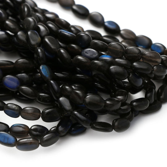 Labradorite Smooth Nuggets, 6x5 mm to 7x5 mm, Labradorite Jewelry Making Beads, 18 Inch/ 46 Cm Full Strand, Price Per Strand