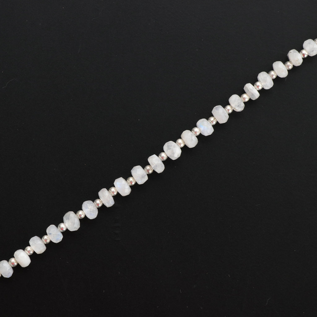 Rainbow Moonstone Faceted Beads - 4 mm to 5 mm - Rainbow Moonstone, Moonstone Beads - Gem Quality, 8 Inch Full Strand, Price Per Strand - National Facets, Gemstone Manufacturer, Natural Gemstones, Gemstone Beads