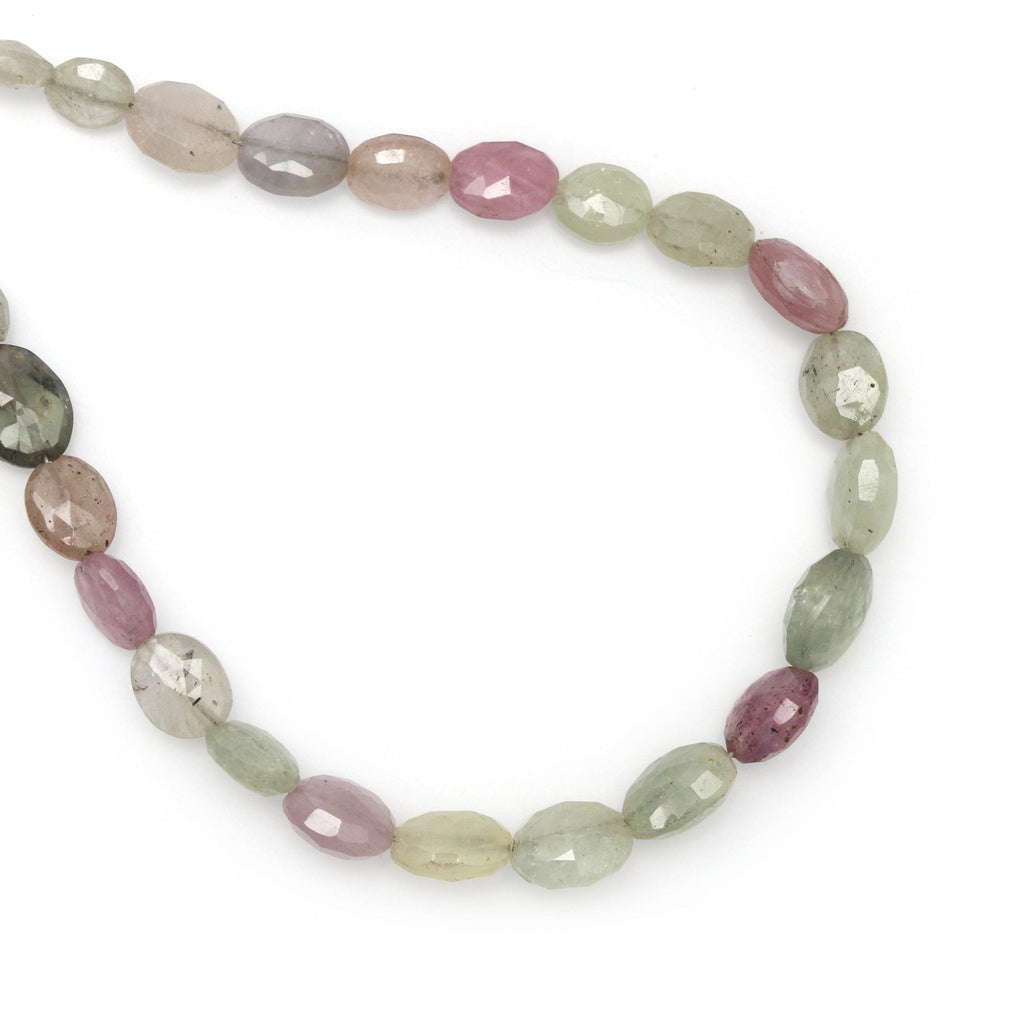 Multi Sapphire Faceted Oval Beads , Oval Nuggets, Multi Sapphire Faceted- 5x4 mm to 8x6 mm- Gem Quality, 8 Inch / 16 Inch, Price Per Strand - National Facets, Gemstone Manufacturer, Natural Gemstones, Gemstone Beads