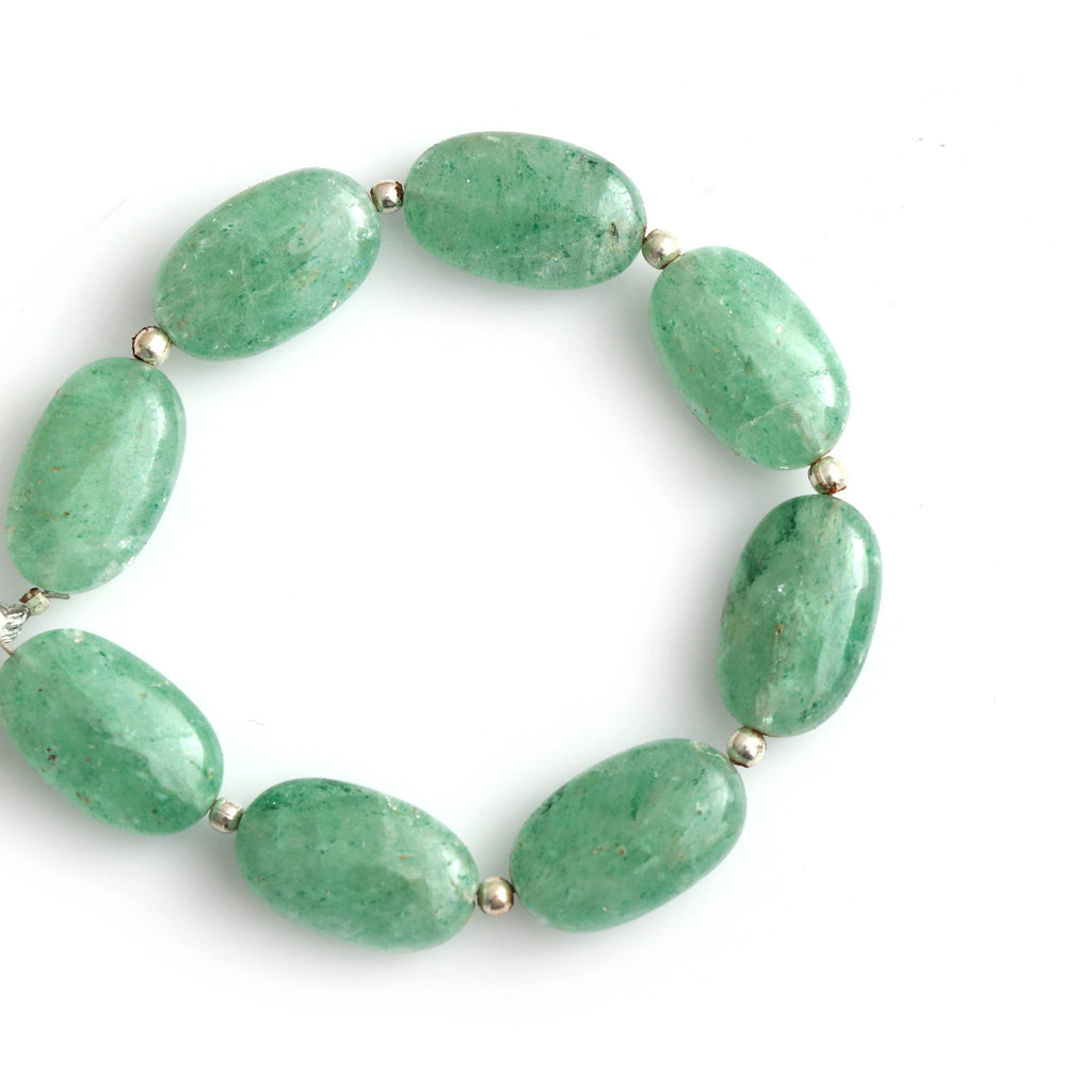 Green Quartz Smooth Oval Beads - 3x4 mm to 6.5x9 mm -Green Quartz - Gem Quality , 14 Cm Full Strand, Price Per Strand - National Facets, Gemstone Manufacturer, Natural Gemstones, Gemstone Beads