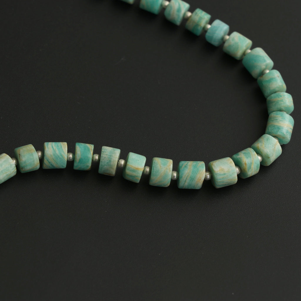 Amazonite Smooth Drum Beads - 6 mm to 7 mm- Amazonite Beads - Gem Quality , 8 Inch/ 20 Cm Full Strand, Price Per Strand - National Facets, Gemstone Manufacturer, Natural Gemstones, Gemstone Beads