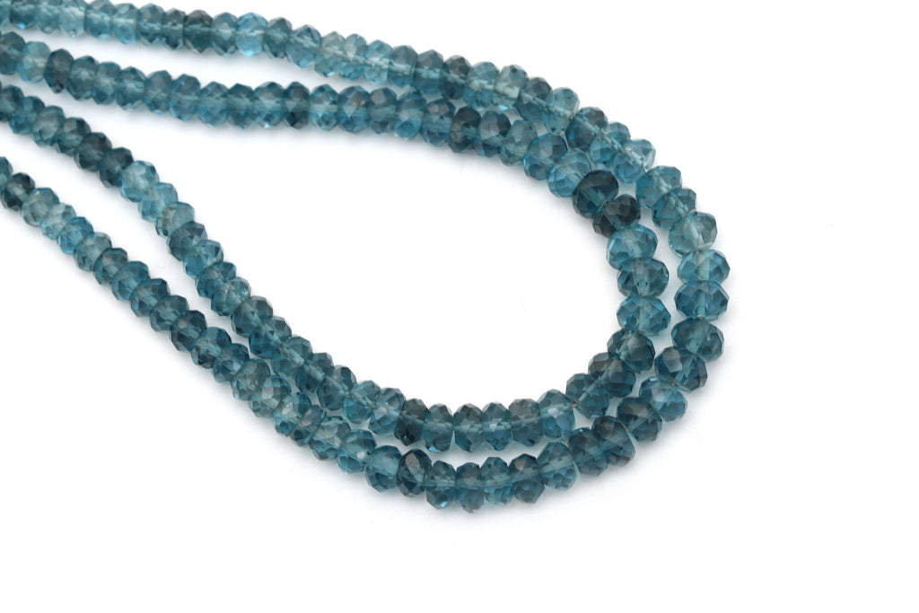 Blue Topaz Faceted Rondelle Beads, 3 mm to 5.5 mm, Blue Topaz Rondelle Beads, - Gem Quality , 8 Inch/ 16 Inch Full Strand, Price Per Strand - National Facets, Gemstone Manufacturer, Natural Gemstones, Gemstone Beads