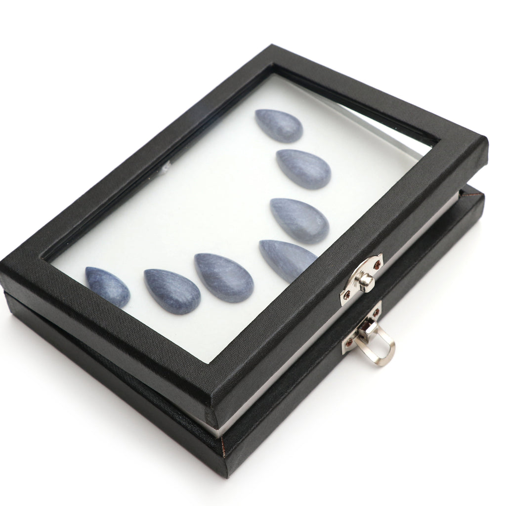 AAA Quality Natural Denim Quartz Smooth Pear Cabochon Gemstone | 15x25 mm to 17x35 mm | Gemstone Cabochon | Set of 7 Pieces - National Facets, Gemstone Manufacturer, Natural Gemstones, Gemstone Beads