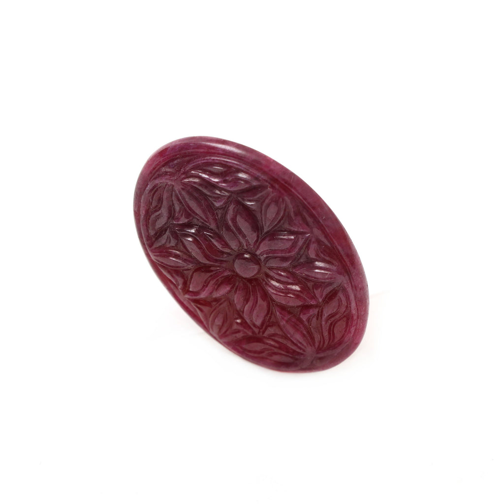 Natural Ruby Carving Oval Loose Gemstone - 27x36 mm - Ruby Oval, Ruby Carving Loose Gemstone, 1 Piece - National Facets, Gemstone Manufacturer, Natural Gemstones, Gemstone Beads