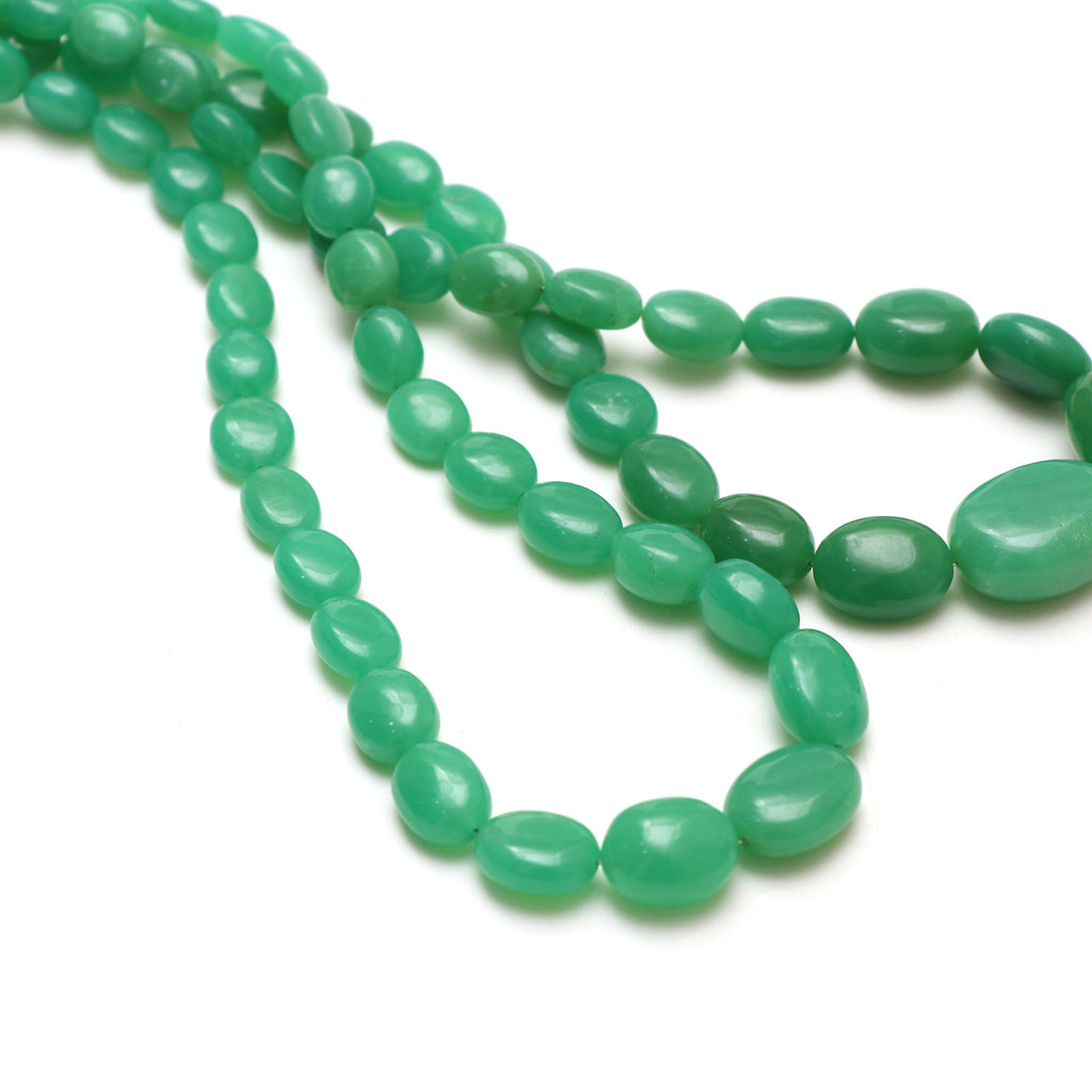 Chrysoprase Smooth Tumble Beads | 6x7 mm to 12x16 mm | Chrysoprase Gemstone | Gem Quality | 8 Inch/ 18 Inch Strand | Price Per Strand - National Facets, Gemstone Manufacturer, Natural Gemstones, Gemstone Beads