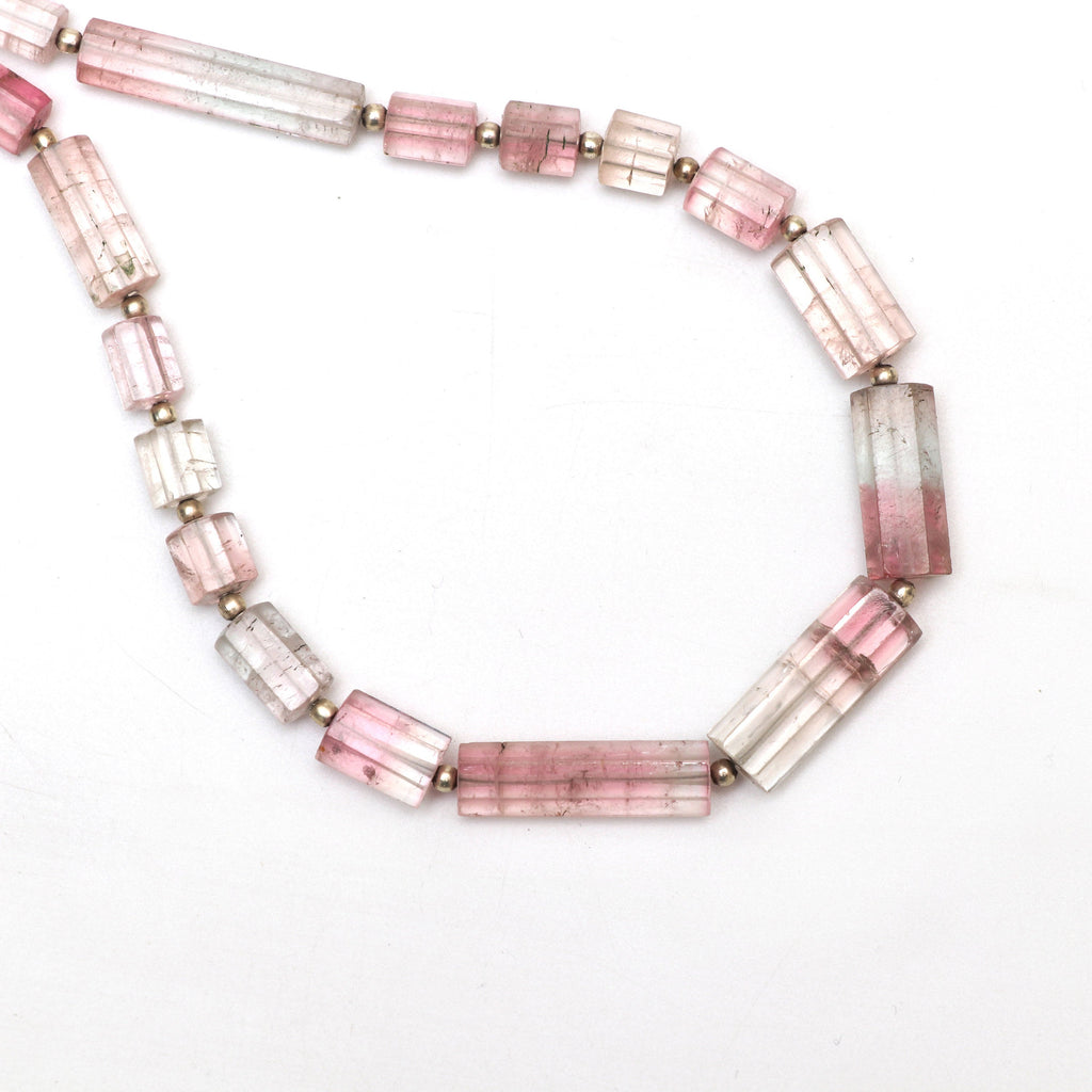 Natural Multi Tourmaline Faceted Cylinder Beads | Unique Tourmaline | 5x5.5 mm to 7x20 mm | 8 Inch/ 19 Inch Full Strand | Price Per Strand - National Facets, Gemstone Manufacturer, Natural Gemstones, Gemstone Beads