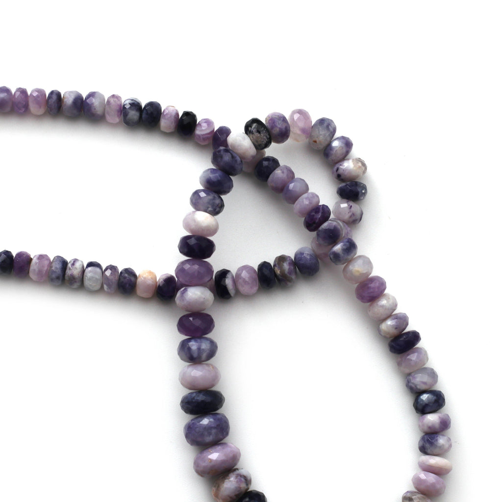 Purple Opal Faceted Roundel Beads, Opal Beads - 6 mm to 10 mm - Purple Opal - Gem Quality , 8 Inch / 16 Inch Full Strand, Price Per Strand - National Facets, Gemstone Manufacturer, Natural Gemstones, Gemstone Beads