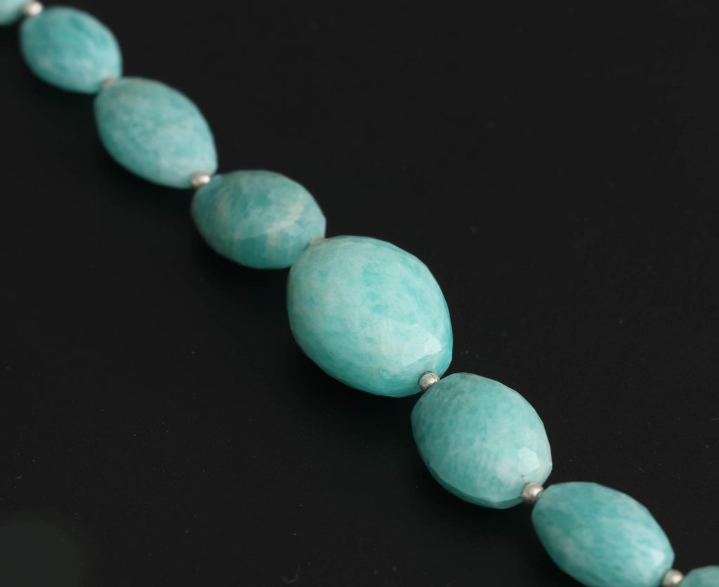 Amazonite Faceted Drum Shape - 6x10 mm to 12x20 mm - Amazonite Drum Shape - Gem Quality , 8 Inch/ 20 Cm Full Strand, Price Per Strand - National Facets, Gemstone Manufacturer, Natural Gemstones, Gemstone Beads