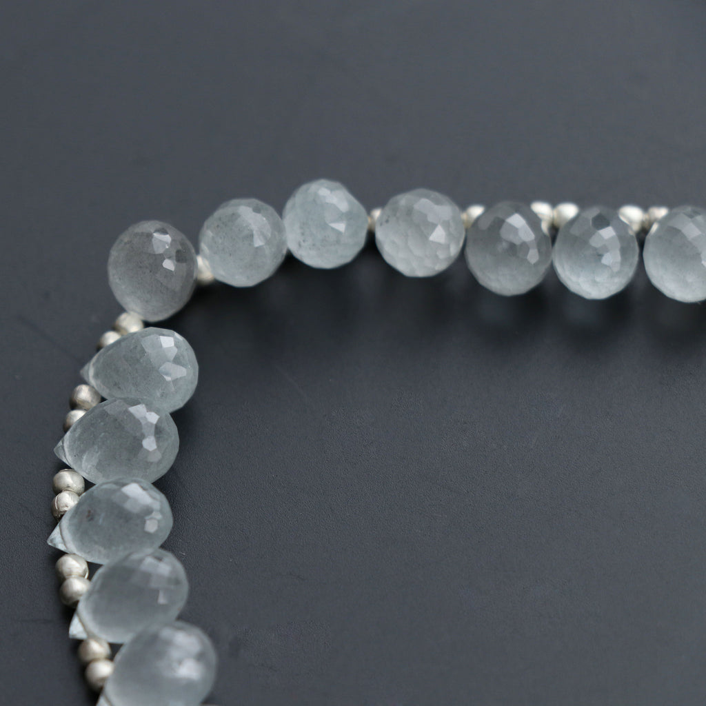 Aquamarine Faceted Drops Beads - 6x9 mm to 6x10 mm - Aquamarine Drops Briollete - Gem Quality , 20 Cm Full Strand, Price Per Strand - National Facets, Gemstone Manufacturer, Natural Gemstones, Gemstone Beads
