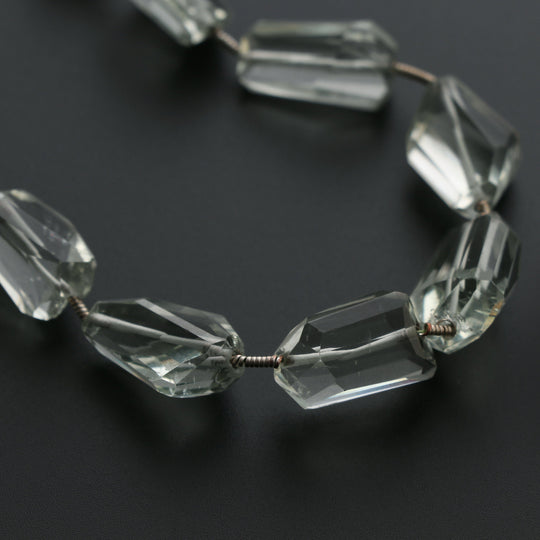 Green Amethyst Faceted Tumble, 11x12 mm to 13x19 mm, Amethyst Jewelry Making Beads, 16 Inch Full Strand, Price Per Strand
