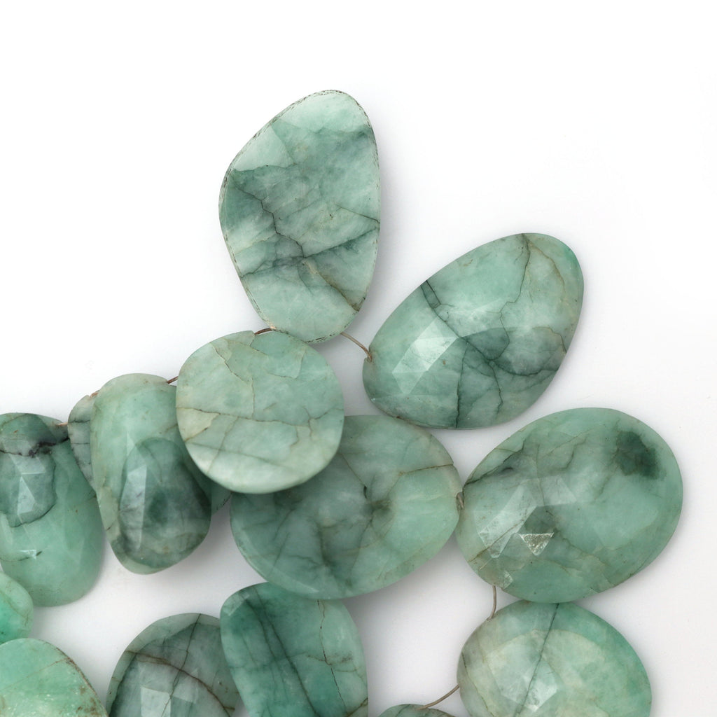 Emerald Faceted Rose Cut Fancy Shape Beads - 10x16 mm to 20x26 mm- Emerald Gemstone - Gem Quality , 20 Cm Full Strand, Price Per Strand - National Facets, Gemstone Manufacturer, Natural Gemstones, Gemstone Beads